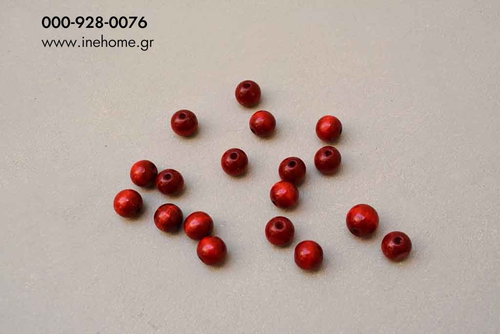 WOODEN BEADS SET 70 RED 1.6 CM