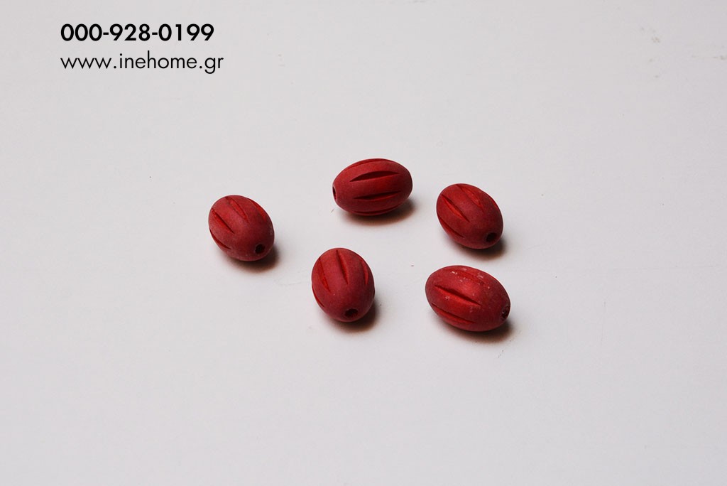 BEADS OVAL SET20 RED WOODEN 3CM