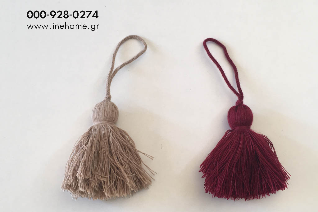 TASSELS SET8 FABRIC 8-16CM RED-BEIGE