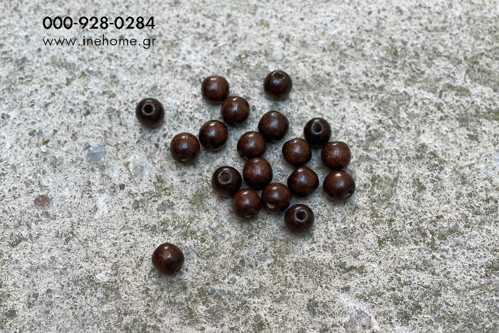 BEADS SET40 WOODEN  2CM BROWN