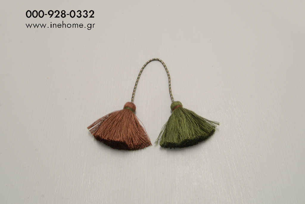 TASSEL SET5 FABRIC BROWN-GREEN 28CM DOUBLE