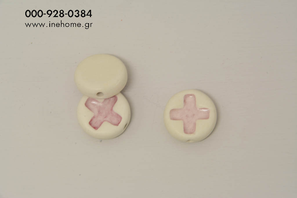 BEAD SET4 W/CROSS PINK 1,7CM