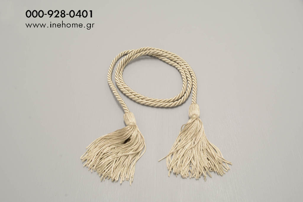 TASSEL SET2 FABRIC BEIGE 125mm