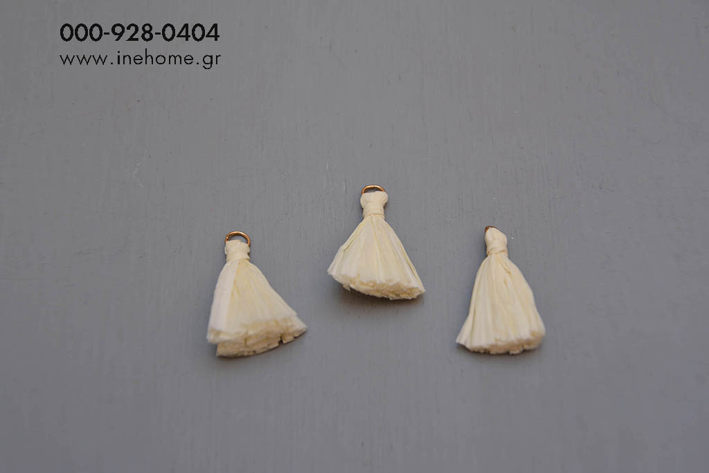 TASSEL RAFIA SET10  CREAM 3,5CM