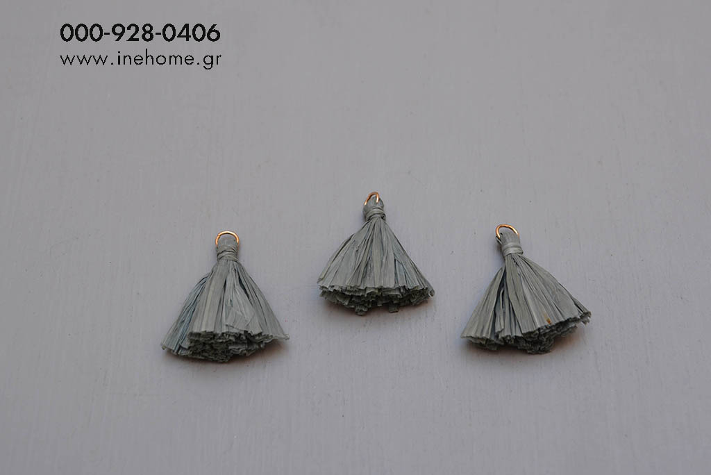 TASSEL RAFIA SET10  GREY 3,5CM