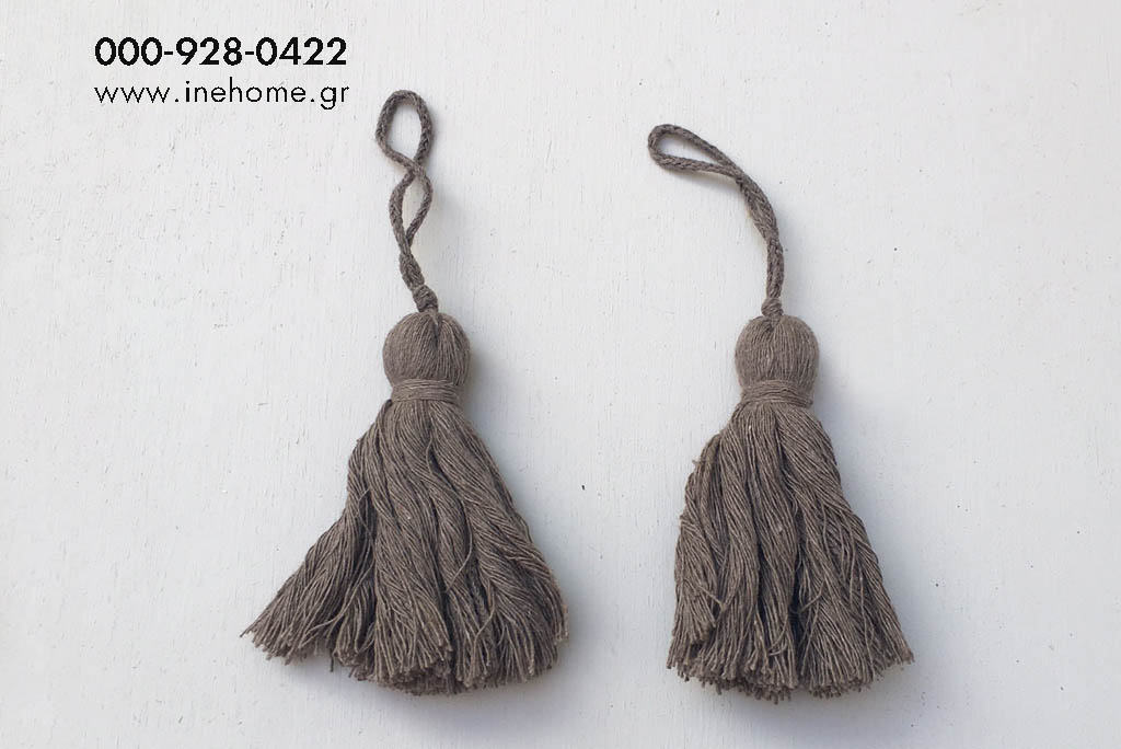 TASSELS SET8 FABRIC 8-16CM BROWN