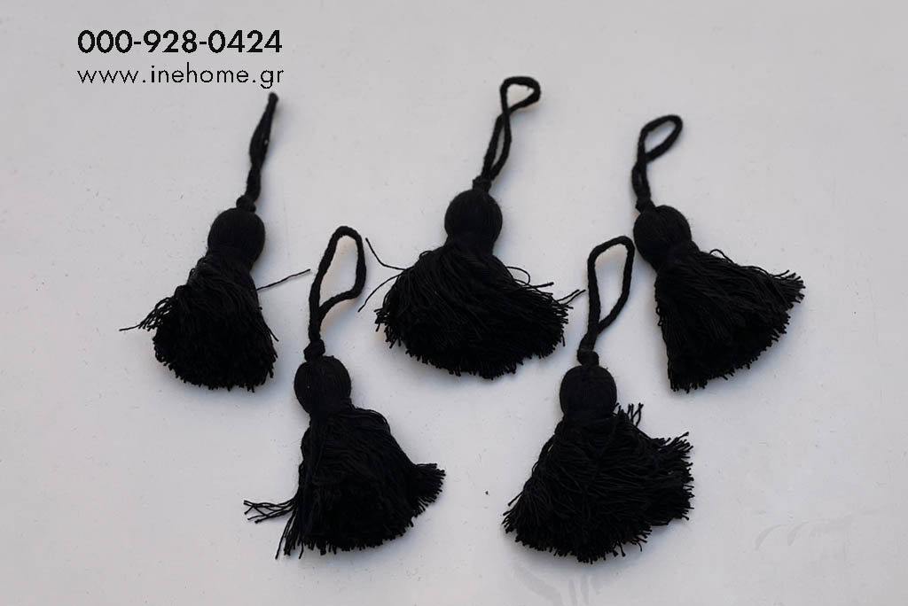 TASSEL SET5 FABRIC BLACK 8-16CM