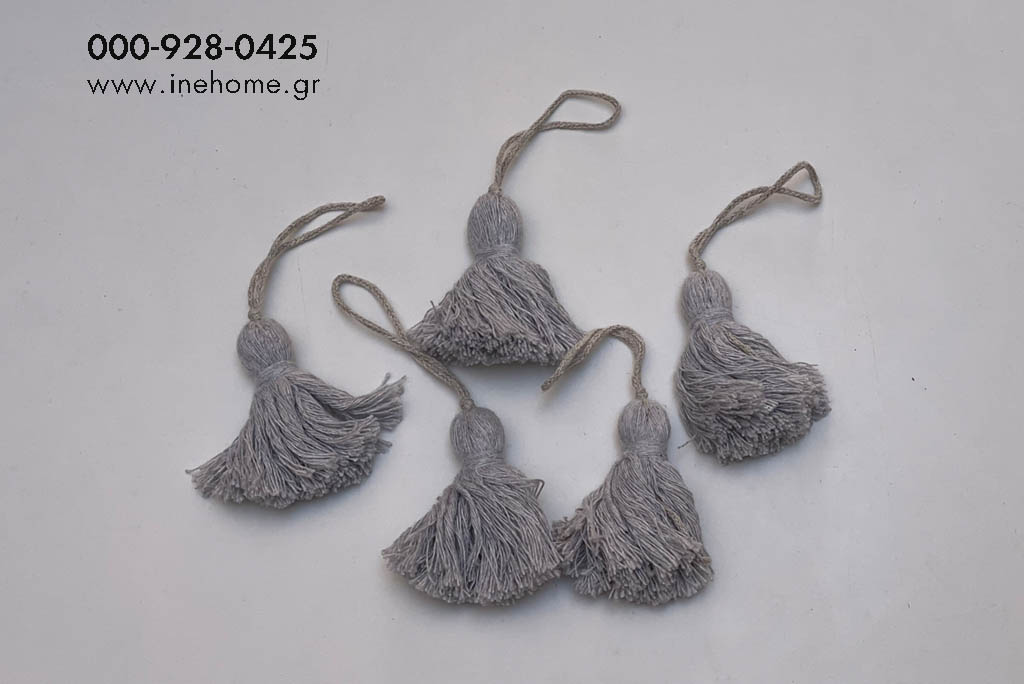 TASSEL SET5 FABRIC GREY 8-16CM