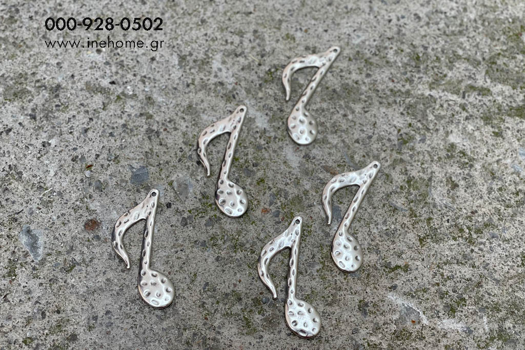 NOTE 1/4 METAL.SET5 SILVER ACCES. 7,2 CM