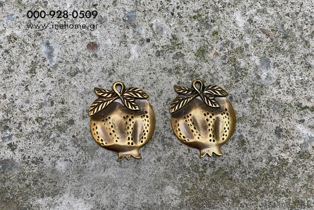 POMEGRANATE METAL SET2 BRASS DOT 6,3 CM