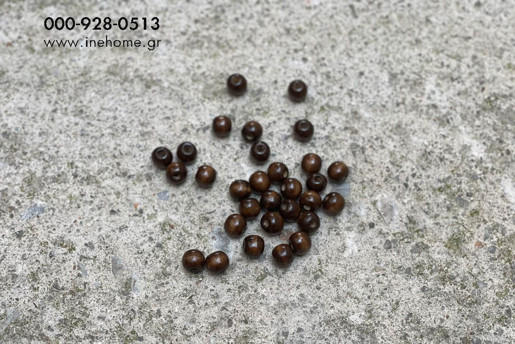 WOODEN BEADS 1,2CM BROWN D. SET100